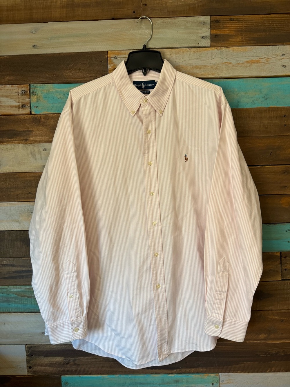 Polo Ralph Lauren Pink White Stripped Button Down Shirt Classic Fit | Size XL